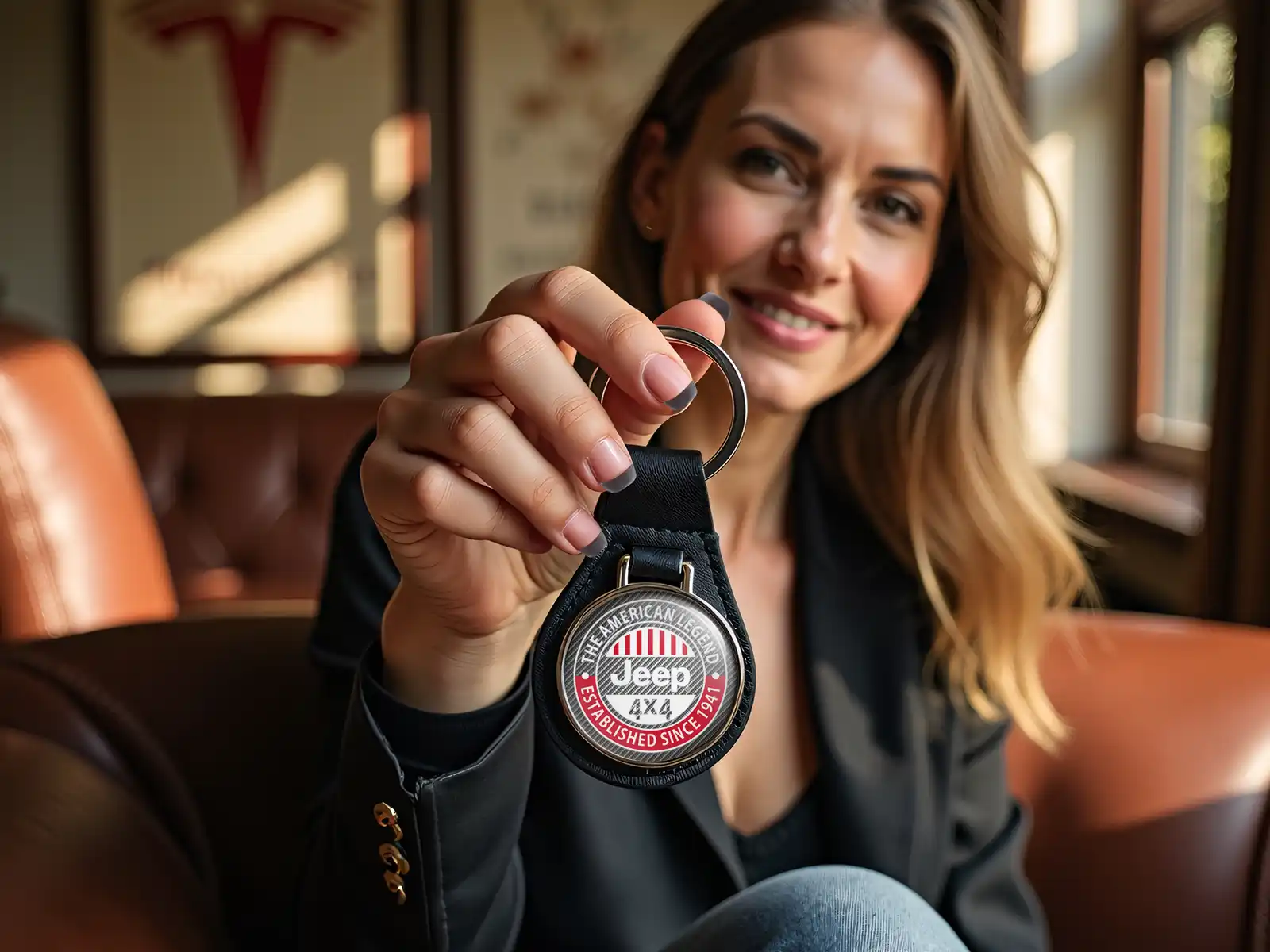 Jeep Luxury Keychain High-Quality Leather S Racing Style
